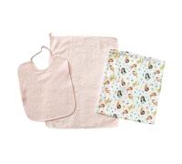 Bubabù Ensemble de maternelle pour école maternelle SebaSTIAN 3 pièces : bavoir éponge avec élastique 27 x 32 cm, serviette 38 x 50 cm et sac 32 x 37 cm, coton 100 % fabriqué en Italie (FUXIA),