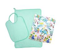 Bubabù Ensemble de maternelle pour école maternelle SebaSTIAN 3 pièces : bavoir éponge avec élastique 27 x 32 cm, serviette 38 x 50 cm et sac 32 x 37 cm, coton 100 % fabriqué en Italie (FUXIA), Bleu