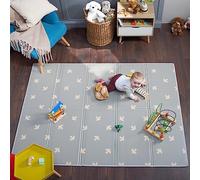 Bubba Bear Tapis d'eveil de Jeu/de Sol pour Enfant Bebe XXL en Mousse Epais Pliable Reversible - Tapis d'éveil de Motricité Favorisant Le Développement Sensoriel Cadeau bébé (200x150 cm, Gris)