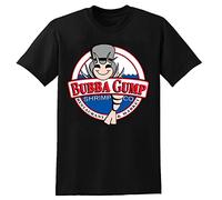Bubba Gump Shrimp Forrest Gump Men Black Cotton T-Shirt Print Tee Shirts S Unisex 100% Cotton Short-Sleeve T-Shirts Black XXL
