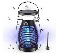 Bubbacare Éliminateur d'insectes solaire - Piège à moustiques et à mouches électrique, Piège à insectes UV pour jardin, intérieur et extérieur - 4200V, 4000mAh rechargeable USB, étanche IP66, Violet
