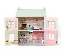 Bubblat Kids Maison de Poupées en Bois au Style Vintage | Grande Maison de Jeu avec 15 Meubles | Jouet dImitation pour Enfants dès 2 Ans