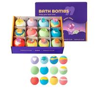 Bubble Bath Balls - 12 Piece Handmade Colorful Bath Fizzers, Moisturizing Baths Bomb Set, Fragrant Soaking Essentials, Skin Care Treat | Bubble Baths Toys For Spa, Home, Hotel
