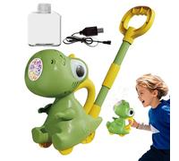 Bubble Blowing Push Toy, Bubble Lawn Mower Fabricant de bulles avec lumière LED | Jouet de jardin de dinosaures pour garçons et filles, 10 trous, plaisir en plein air
