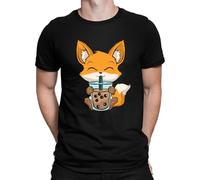 Bubble Boba Tea Renard - T-shirt esthétique Anime Manga pour homme, Noir , XL