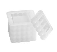 Bubble Candle Mold, 3D Silicone Cube, Square Resin Plaster Storage Box Reusable Diy Craft Tool, for Gypsum Epoxy Resin Candle Making Home Decor Handmade Gift Project Kit 3,54 x 3,54 x 2,6 pouces