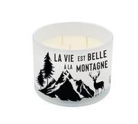 BUBBLE GUM Bougie Blanche 3 mèches - La Vie est Belle à la Montagne