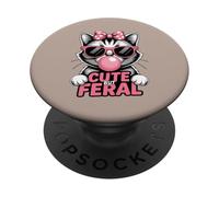 Bubble Gum Lunettes de Soleil Motif Chat Mignon mais Sauvage Rose PopSockets PopGrip Adhésif