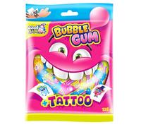 Bubble Gum & Tattoos 125 g Chewing-gums emballés individuellement avec autocollants de tatouage
