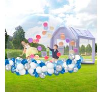 Bubble House Dome Clear PVC Tente gonflable avec ventilateur Bubble House Dôme igloo pour extérieur, mariage, anniversaire, fête (argenté, 4,6 x 3 x 2,3 m)
