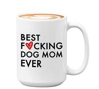 Bubble Hugs Dog Lovers Tasse à café 445 ml - Best Fucking Dog Mom Ever - Chiot, chaton, amoureux de la fourrure de Mama Corgi Beagle Owner pour homme et femme