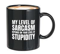 Bubble Hugs Mug à café humoristique sarcasme noir 325 ml - My Level of Sarcasm - Humour Sarcastique adulte collègue Boss Boyfriend Blagues drôles
