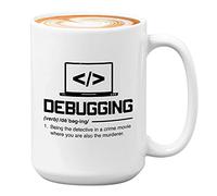 Bubble Hugs Tasse à café avec programmateur Blanc 445 ml - Définition de débogage Être le détective - Programmeur Programmeur informatique développeur collaborateur