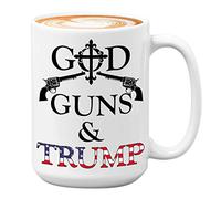 Bubble Hugs Tasse à café Donald Trump God Guns Trump - Élection politique américaine 2024 - Parti démocratique de la Maison Blanche Républicain présidentiel 425,2 g Blanc