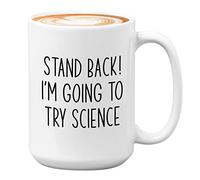 Bubble Hugs Tasse à café humoristique avec inscription « Stand Back I'm Going to Try Science » - Drôle scientifique scientifique de biologie professeur de chimie humour blagues scolaires étudiants en