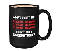 Bubble Hugs Tasse à café programmateur noir 445 ml - What Part of Binary Don't You - Sarcasme binaire code programmeur, programmeur, informatique, développeur informatique, collègue