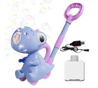 Bubble Lawn Mower, Dinosaur Bubble Blower - Machine de soufflage à Bulles éclairée | Dinosaure Push Backyard Toy pour garçons et Filles, 10 Trous, Amusant en Plein air