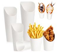 Bubble Lot de 60 sachets en papier kraft pour gaufres, 300 ml, gobelets à frites, sachets à frites, sacs à collation, gobelets en carton avec bouche inclinée pour tous les types de fêtes (blanc)