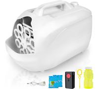 Bubble Machine,8000+ /Min Soap Bubble Machines,380 ml,Portable Automatic Bubble Machine for Wedding,Birthday,Festival Party (White)