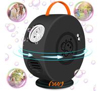 Bubble Machine,90°/360° Rotatable Bubble Blower,500ml Automatic Rechargeable Blower Toy Bubbles 4000+ Bubbles Per Minute For Kids Birthday Gift Idea (Black)
