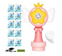 Bubble Machine, Battery-Operated Bubble Maker, LED Light Foam Sprinkler, Blue/Pink Rechargeable Outdoor Toy, Automatic Blower for Lawn Garden Bath Festival Birthday Wedding