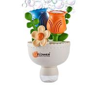 Bubble Machine, Bubble Maker, Kids Bubble Toy, Flower Bouquet Design, Battery Operated, Colorful LED Lighting, Outdoor Backyard Play, 5.31x5.31x9.06 inches, Abs Material, 1 Piece