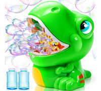 Bubble Machine for Dinosaurs,Bubble Machine with Solutions for Kids,Summer Toy for Indoor,Dinosaur Birthday Gift,Birthday Gift for Kids (Green)