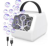 Bubble Machine for Kids,2 Speed,Professional Automatic Soap Bubble Machine,10000+ Bubbles/min Electric Bubble Blower for Outdoor Party Wedding-White