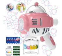 Bubble Machine for Kids-Bubble Gun with 6 Liquid Soap Bubbles-Toy with Light for Kids/Birthday/Party/Wedding