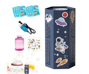 Bubble Machine Kids Toy - Automatic Bubble Blower Device, Astronaut Sticker Set | High Output Continuous Bubbles Making Entertainment Kit with Boys Girls Christmas Birthday Easter Party Outdoor