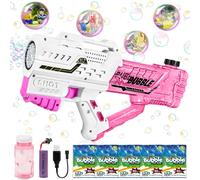 Bubble Machine,Soap Bubble Guns for Kids,Automatic Bubble Gun with Bubble Concentrate,Bubble Toy Gift for Child,Summer Toy,Outdoor Activity (Pink)