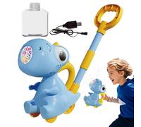 Bubble qui jouet, tondeuse à gazon à bulles,Bubble Maker Blower avec lumière LED | Dinosaure Push Backyard Toy pour garçons et filles, 10 trous, amusant en plein air
