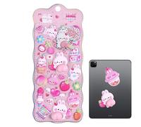 Bubble Stickers, Cute Pvc for Kids, Funny Reusable Set with Rabbit Bear, Adorable Design Style, Easy Peel Feature, Craft Tool, Decorative Accessory for Notebook Bottle Journal 3.94x9.25 Inches