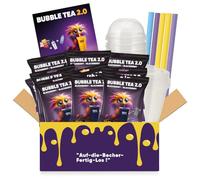 Bubble Tea 2.0 - Lot de 10 sachets de thé à bulles instantanés avec gobelets, couvercles et pailles - Parfait pour toutes les fêtes (mûre)