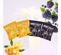 Bubble Tea 2.0 Mango & Mûre - Schultz und König - Instant Bubble Tea en sachet avec pailles, préparation facile, avec du lait ou de l'eau, parfait pour les déplacements, recyclable, goût intense