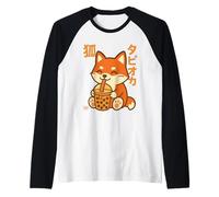 Bubble Tea Fox Boba Kawaii Tapioka Anime Cute Manche Raglan