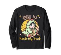Bubble Tea Heals My Soul T-shirt pour enfant Motif graphique Manche Longue
