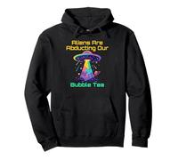Bubble Tea Lover Humour avec Alien UFO Abduction VIbes Meme Sweat à Capuche