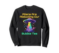 Bubble Tea Lover Humour avec Alien UFO Abduction VIbes Meme Sweatshirt
