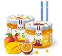 Bubble Tea Maison - Duo Perles Fruitées Mangue & Passion - Made in France - Vegan - Sans Colorant - 2 Pailles Réutilisables Rainbow - 12 boissons