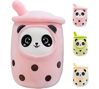 Bubble Tea Oreiller En Peluche,Kawaii Panda Boba Peluche Remplissage Jouet Doux Bubble Pearl Lait Tea Holder Oreiller Cadeau Pour Les Enfants(Pink,35Cm)