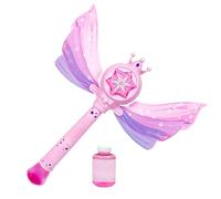 Bubble Wand, Foam Maker, 17.5x17.5 inches, Lightweight Child Safe Material Light Effects Wings Design, Musical Glow Machine for Backyard, Garden, Party, Wedding and Christmas, Pink