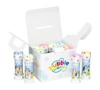 Bubble World - Bluey Bulles de Savon Bluey. Lot de 12 pièces de 60 ML. Cadeaux de fête d'anniversaire pour Enfants, Gadgets invités. Tubes unicolores et souffleur intégrés