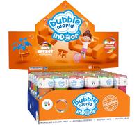 Bubble World Indoor Bulles de Savon Qui ne mouillent Pas et ne laissent Pas de résidus Box 36 pièces x 60 ML Liquide hypoallergénique pour Jeu à la Maison, idéal pour Les fêtes d'anniversaire sans