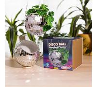 Bubblegum Stuff - Pot de fleurs à suspendre en forme de boule disco argentée - Panier pour plantes d'intérieur, chaîne argentée, pot de fleurs à suspendre - Décoration de chambre 15,2 cm