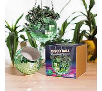 Bubblegum Stuff Pot de fleurs à suspendre en forme de boule disco verte (15,2 cm) - Pots de fleurs à suspendre pour plantes d'intérieur - Pots de fleurs de forme sphérique avec extérieur miroir