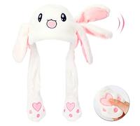 Bubblepompom Chapeau d'animal avec oreilles - Chapeau pop-up en peluche - Vacances - Cosplay - Déguisement - Cadeau amusant pour enfants - Lapin blanc