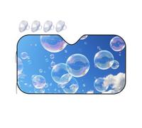Bubbles Blue Sky - Pare-soleil pliable pour pare-brise de voiture 2025 - Pare-soleil amusant pour fenêtre avant - Protection solaire intérieure de voiture - Taille S