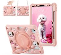 Bubblytoons Enfants Coque Pour Apple Ipad Air 11 (M3 2025 / M2 2024) Air 4 Et 5 Gen 10,9 Pouces, Ipad Pro 11 (2018-2022) - Souple Et Robuste - Avec Support Et Anneau De Maintien - Chiot