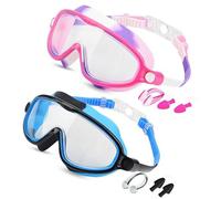 BUBEFSKD 2 Pièces Lunettes De Natation pour Lunettes Étanches À Vue Large avec Pince-Nez Bouchons d'oreilles Garçon Fille Adolescent Ensemble D'équipement